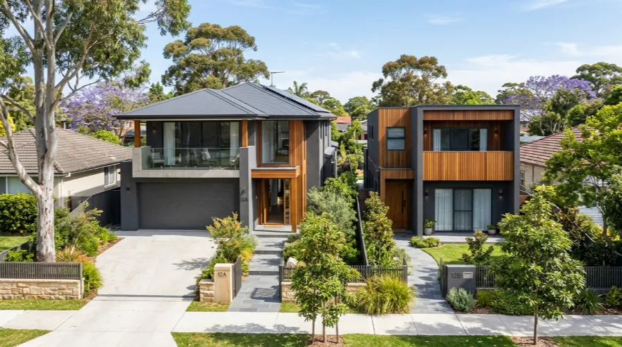 An attached dual occupancy vs duplex sydney design showcasing modern architecture