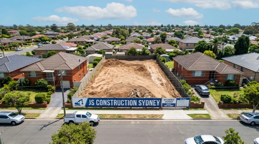 Cleared suburban block in Western Sydney ready for knockdown rebuild construction