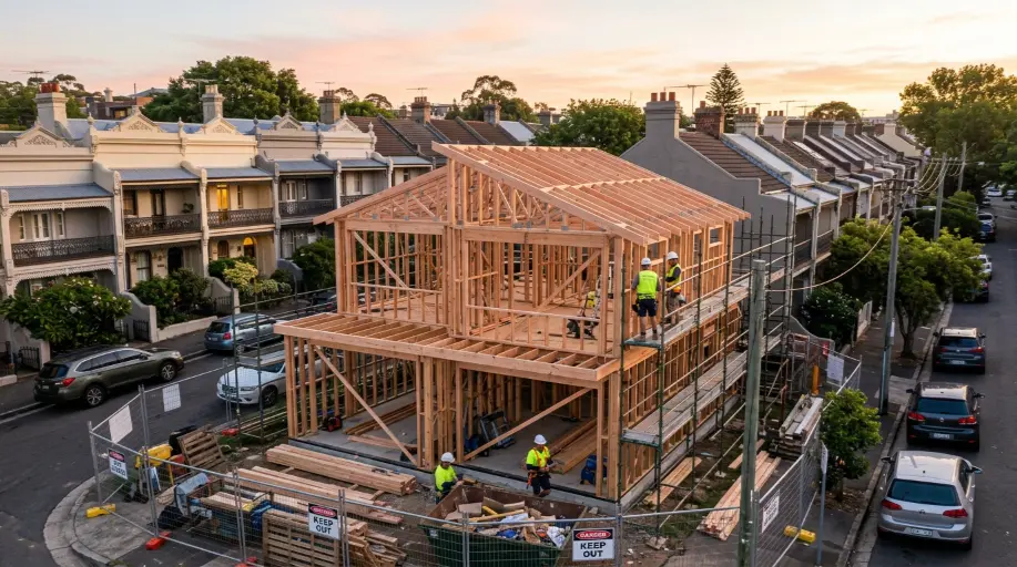 Knockdown rebuild project in progress on Sydney suburban block with demolition and new foundation work